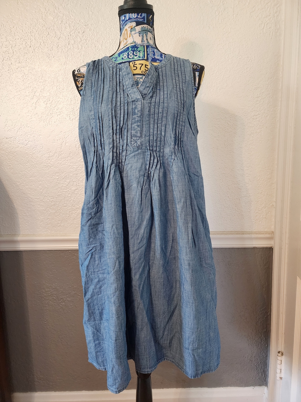 Sonoma Light Blue Chambray Sleeveless Dress